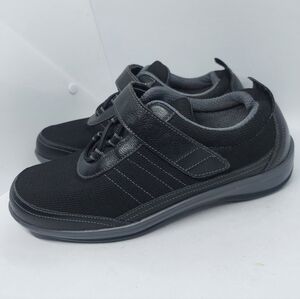 Orthofeet 835 Breeze Shoes Womens 9.5 X-Wide Black Leather Comfy Walking Sneaker